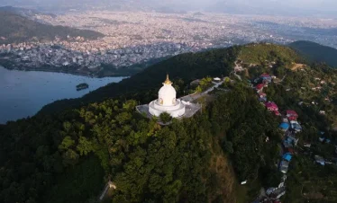 World Peace Pagoda overlooking Phewa Lake in Pokhara