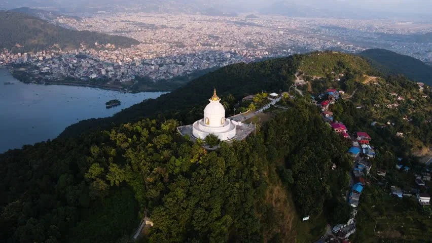 World Peace Pagoda overlooking Phewa Lake in Pokhara