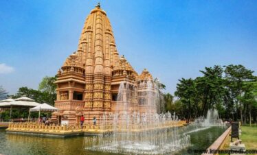 CG Satsang Dham spiritual complex surrounded by peaceful greenery