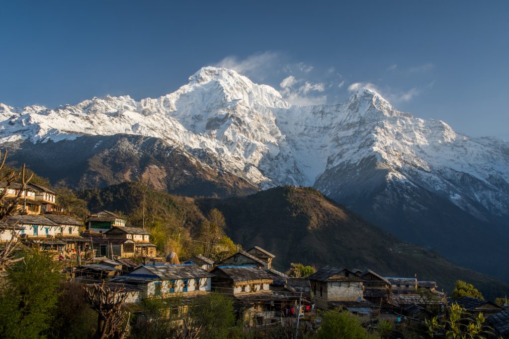 Traditional Gurung stone houses and terraced fields in Ghandruk village – Ghandruk Tour Package for Nepali Citizens