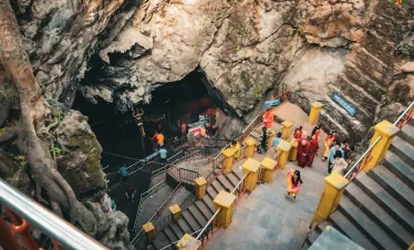 Front view of Halesi Mahadev Cave temple entrance during daylight
