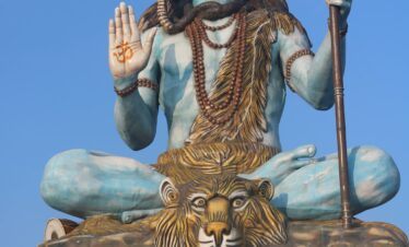 Close-up of the giant Lord Shiva statue at Pumdikot, Pokhara, Nepal