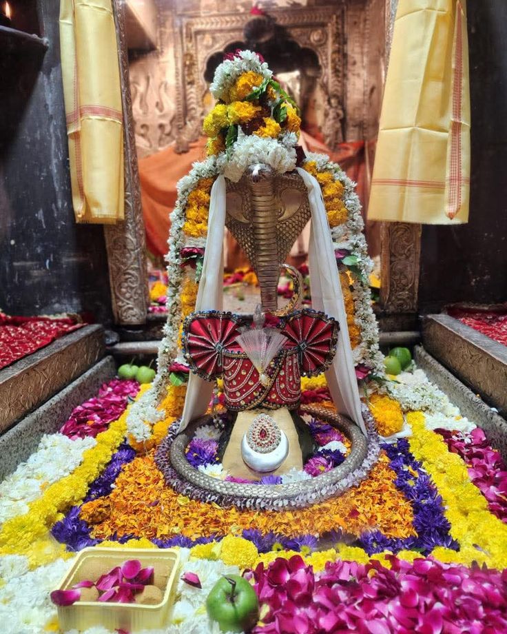 Shiva Lingam in Omkareshwar Temple sanctum