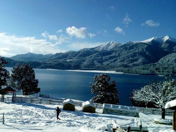 Rara Lake in winter with snow-covered ground