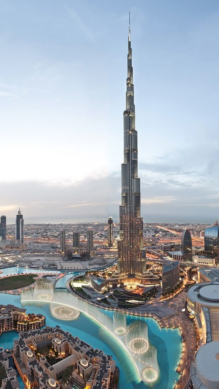 Burj Khalifa towering against a clear blue sky in Dubai