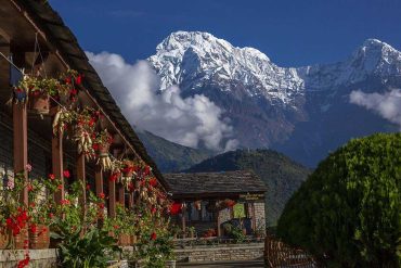 Mountain view from the compound of a house in Ghandruk – Ghandruk Tour Package for Nepali Citizens
