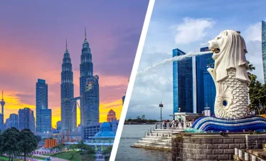 Marina Bay Sands in Singapore and Petronas Towers in Malaysia