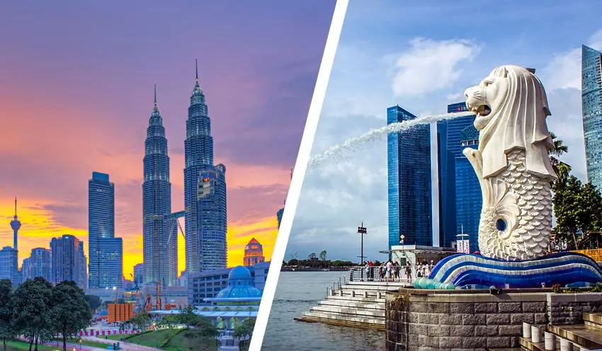 Marina Bay Sands in Singapore and Petronas Towers in Malaysia