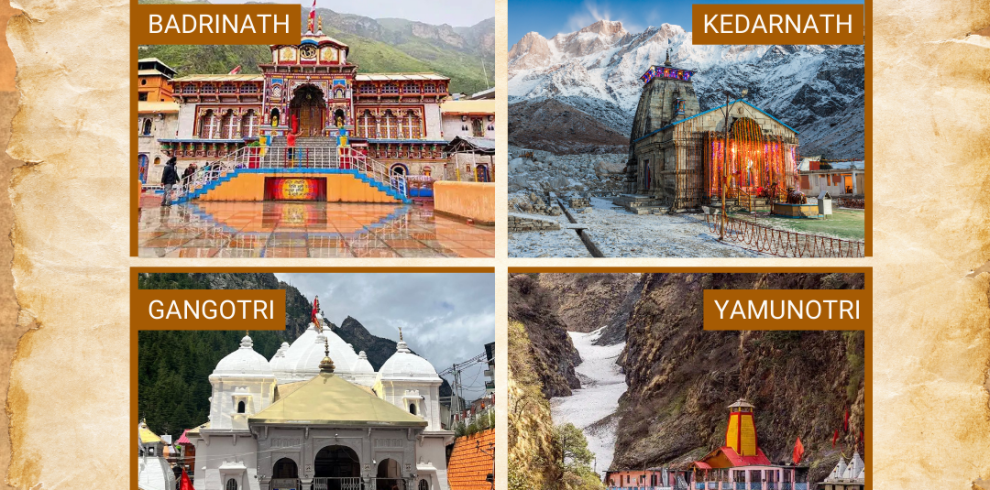 Uttarakhand Char Dham Yatra covering Kedarnath Temple, Badrinath Temple, Yamunotri Temple and Gangotri pilgrimage sites in the Himalayas