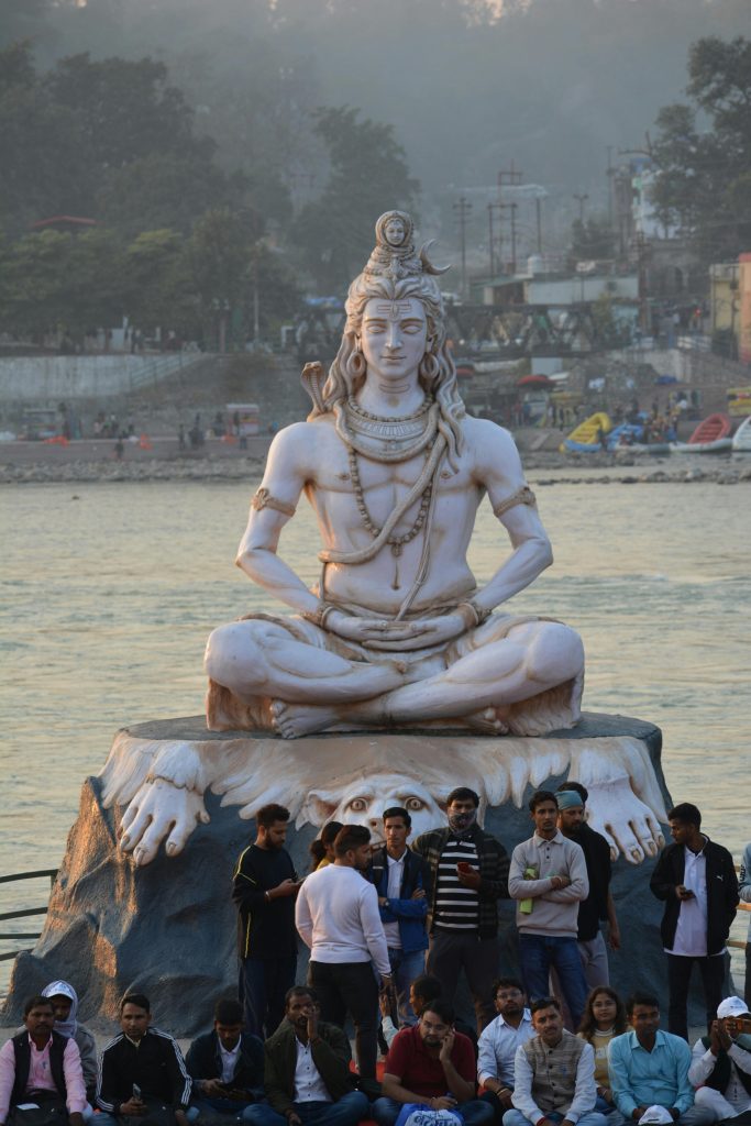 Temples and buildings along the Ganges River in Rishikesh