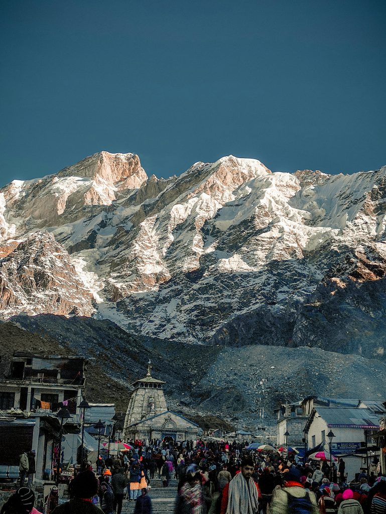 Devotees visiting Kedarnath Temple during Kedarnath pilgrimage in Uttarakhand