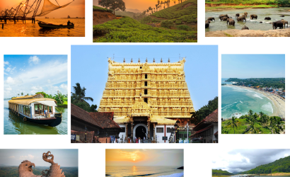 Beautiful Kerala landscape featuring Munnar hills tea plantations Alleppey backwaters and Kovalam beach included in Kerala tour package