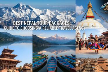 A visual collage showcasing the best Nepal tour packages, including Mount Everest, iconic stupas, Pokhara lakes, and cultural sites, from Himalaya Exploration Tours & Travel.